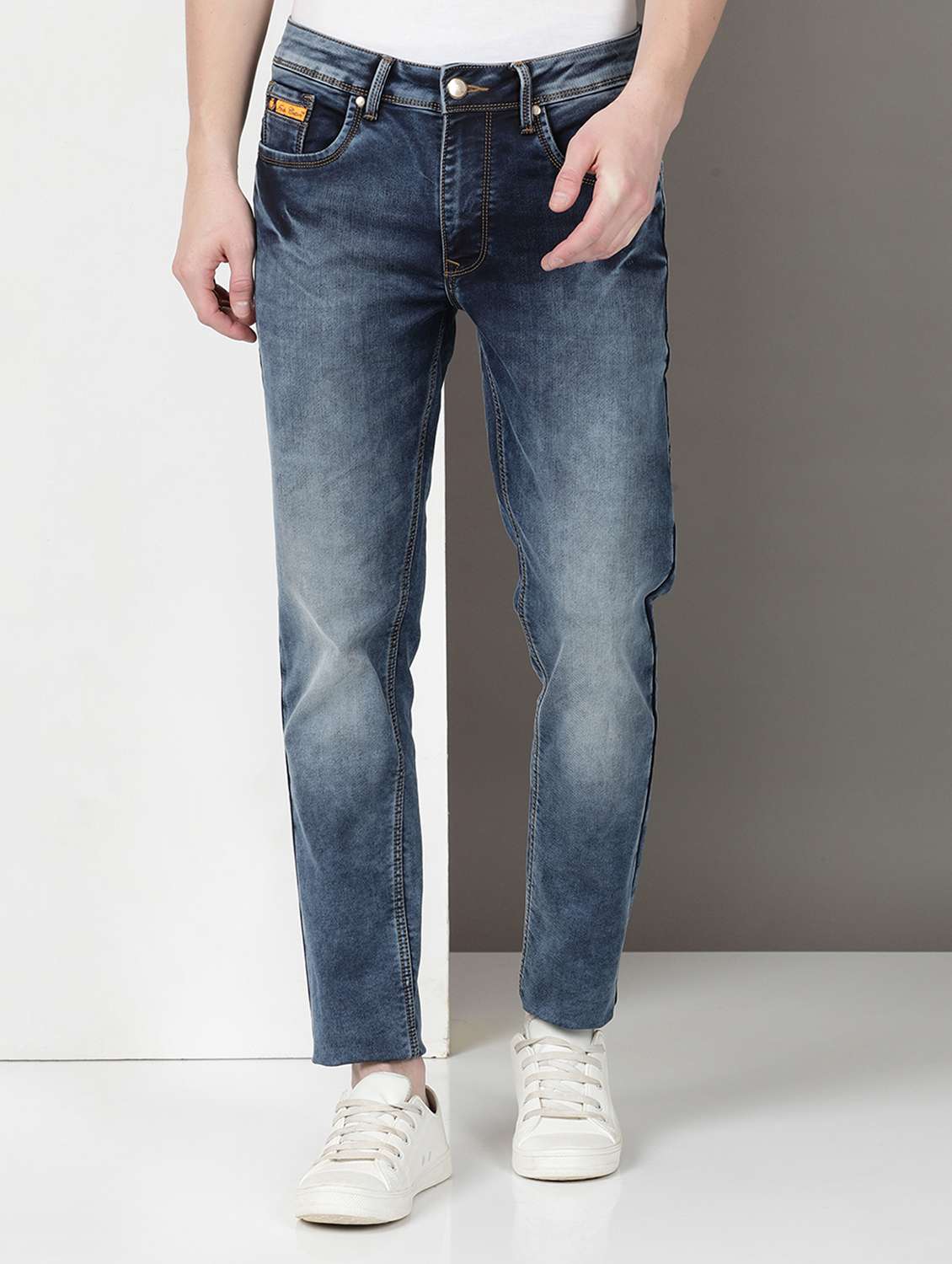 men mid rise full length denim jeans