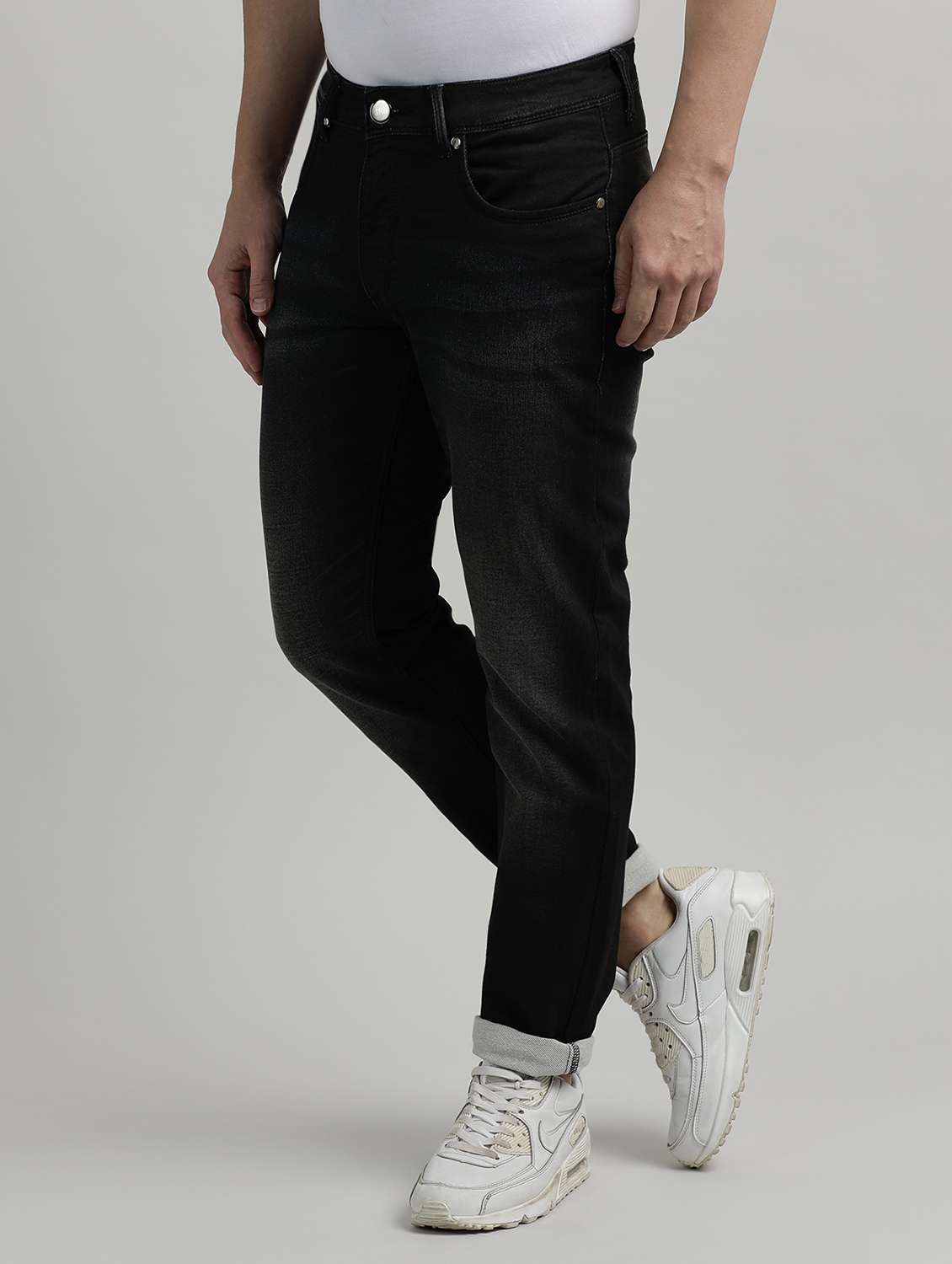 men mid rise full length denim jeans