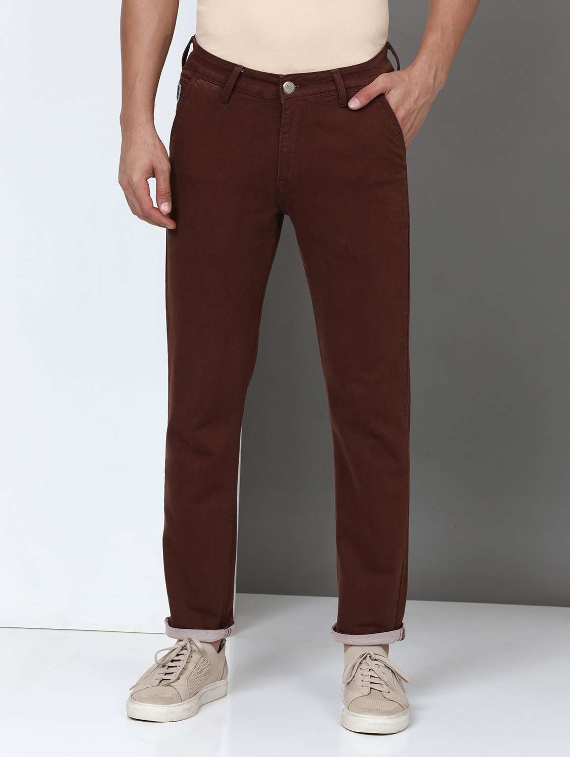 men solid mid rise full length jeans