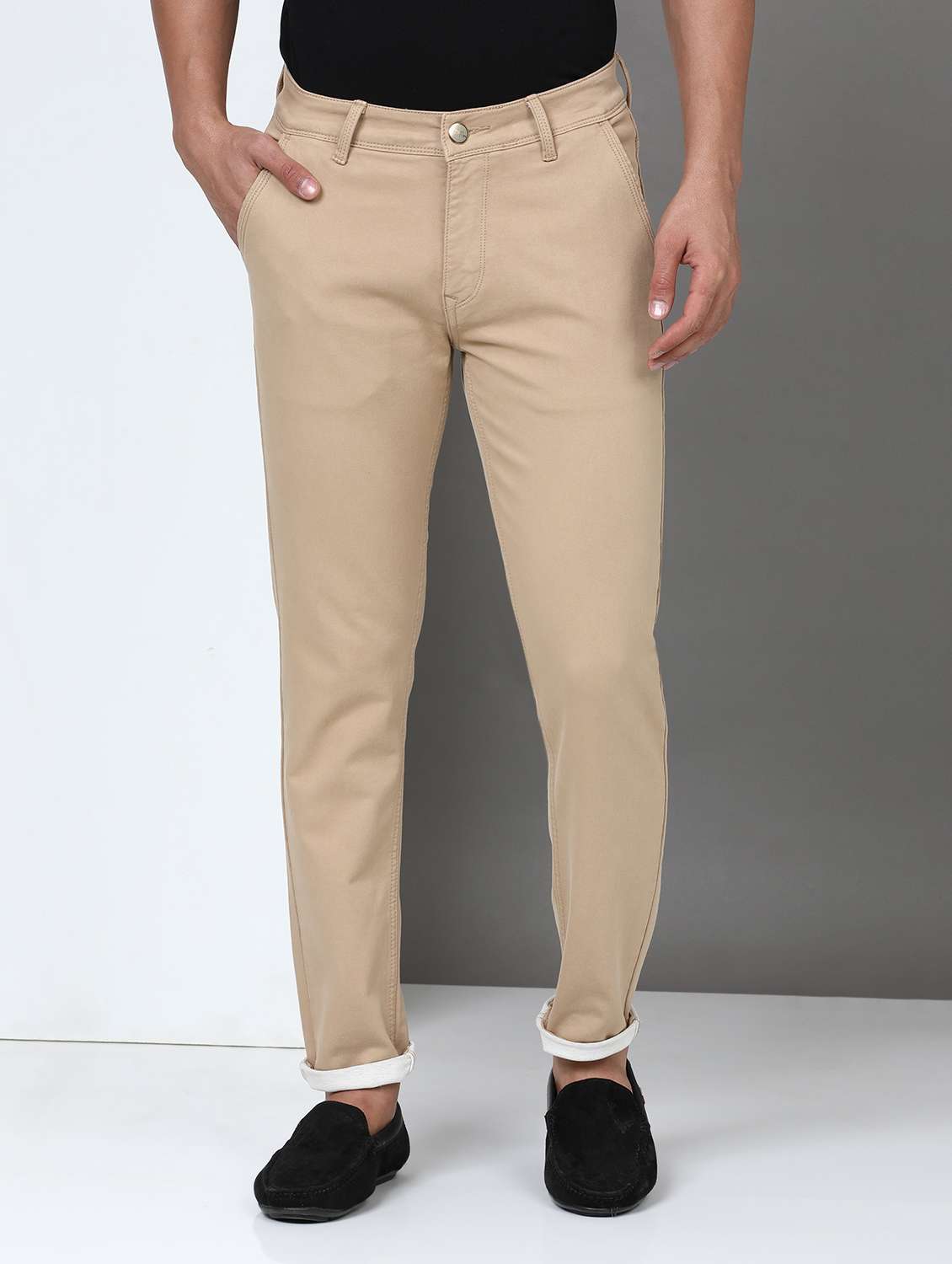 men solid mid rise full length jeans