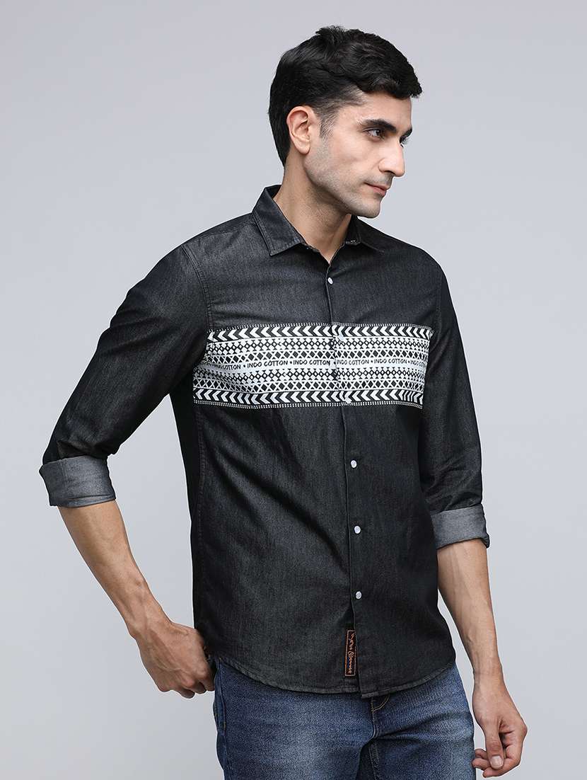 men printed long sleeve regular fit casual shirt - 21940473 -  Standard Image - 1