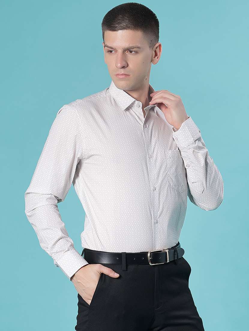 men printed collared long sleeve shirt - 21940486 -  Standard Image - 1