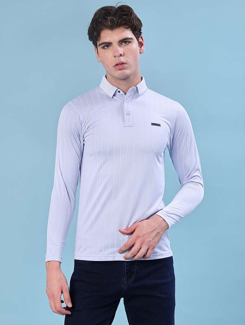 men striped long sleeve slim fit t-shirt - 21940506 -  Standard Image - 1