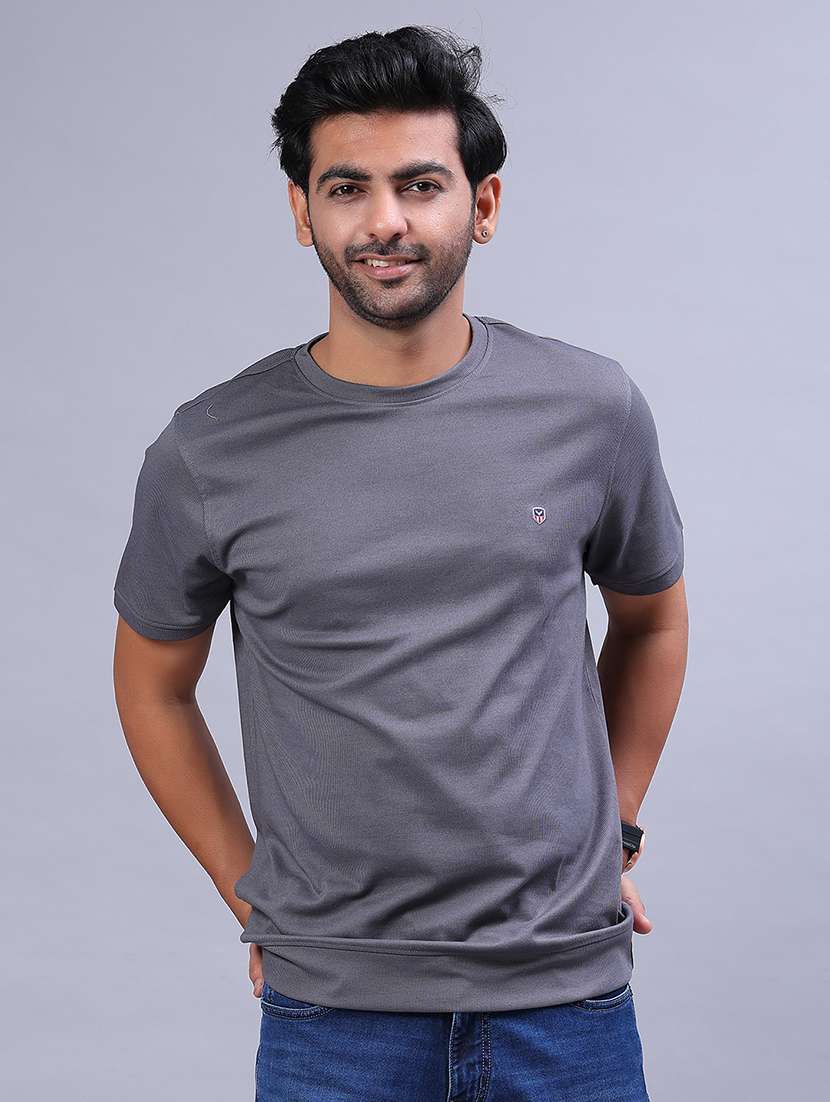 men solid short sleeve regular fit t-shirt - 21940523 - Standard Image - 1