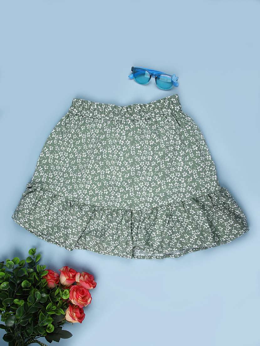 girls floral printed mid rise ruffle skirt - 21940591 -  Standard Image - 1