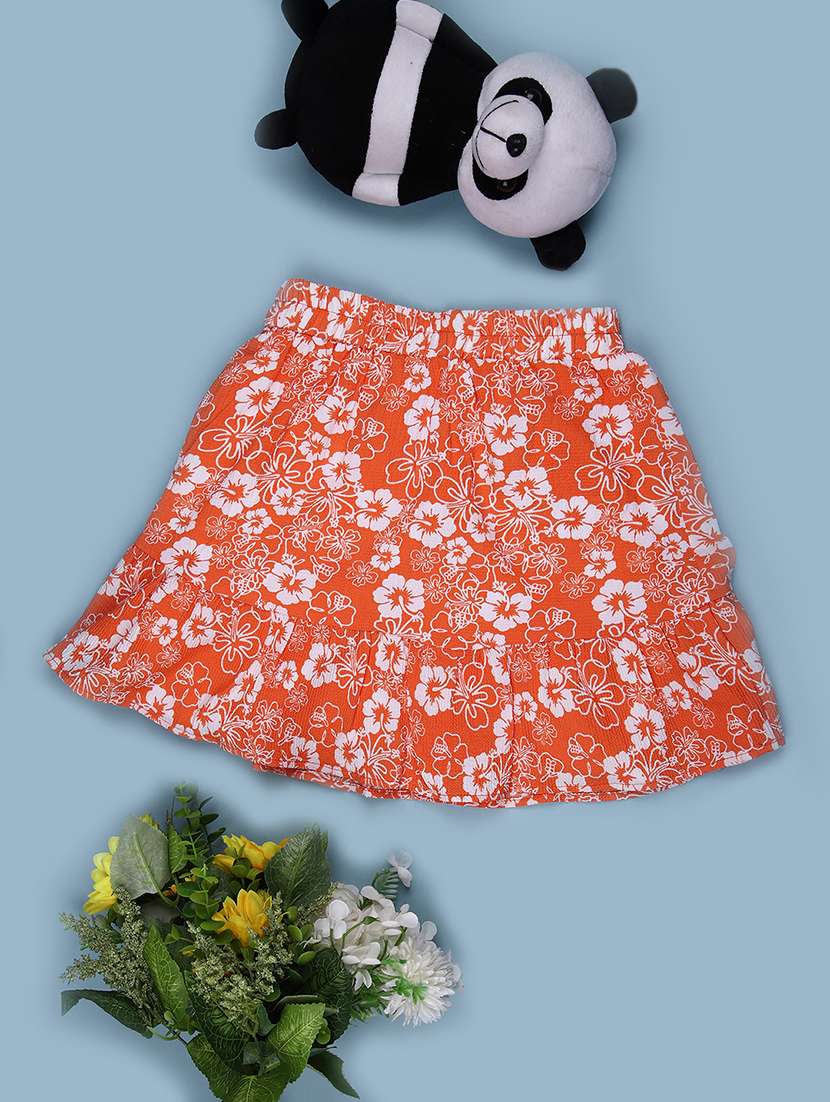 girls floral printed mid rise ruffle skirt - 21940592 -  Standard Image - 1