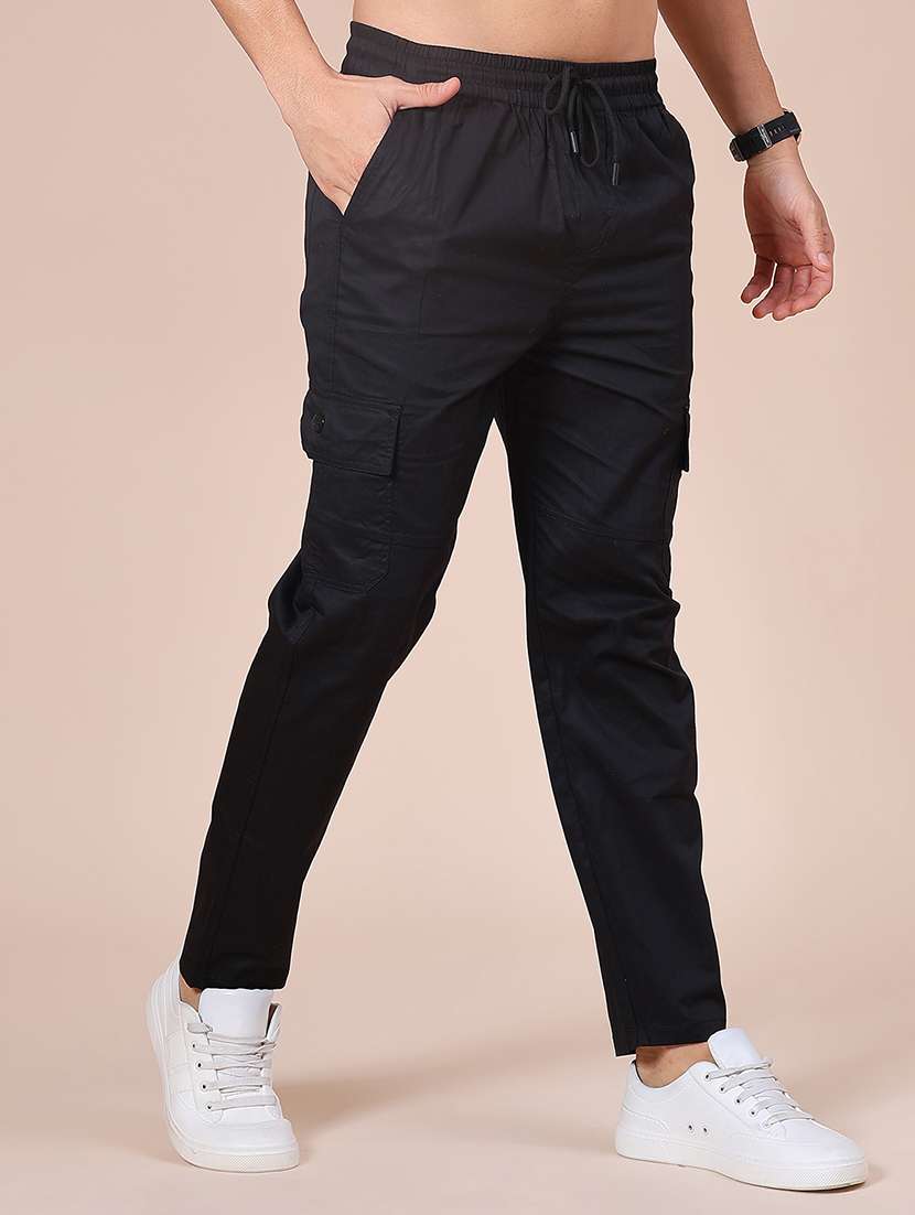 men solid mid rise regular fit cargo - 21940603 -  Standard Image - 1