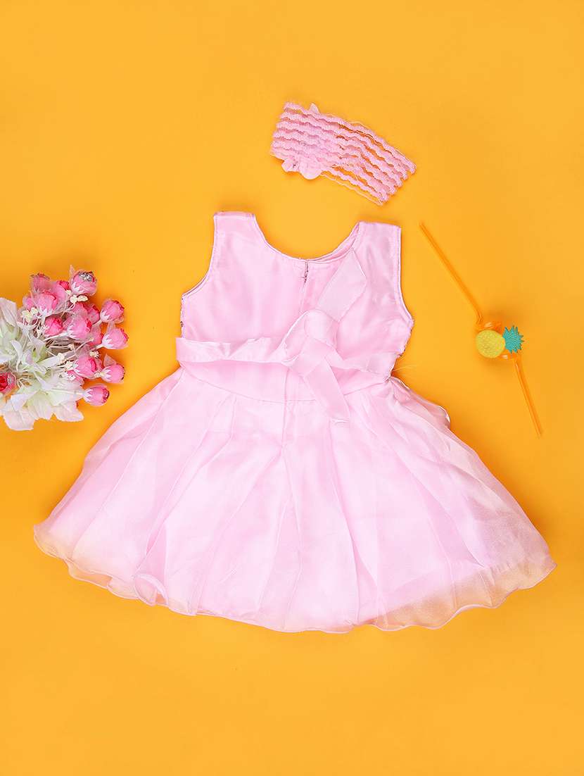 girls self designed sleeveless flared frock with hairband - 21940718 -  Standard Image - 1