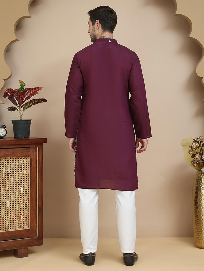 men mandarin neck kurta pyjama ethnic wear set - 21940866 - Standard Image - 4