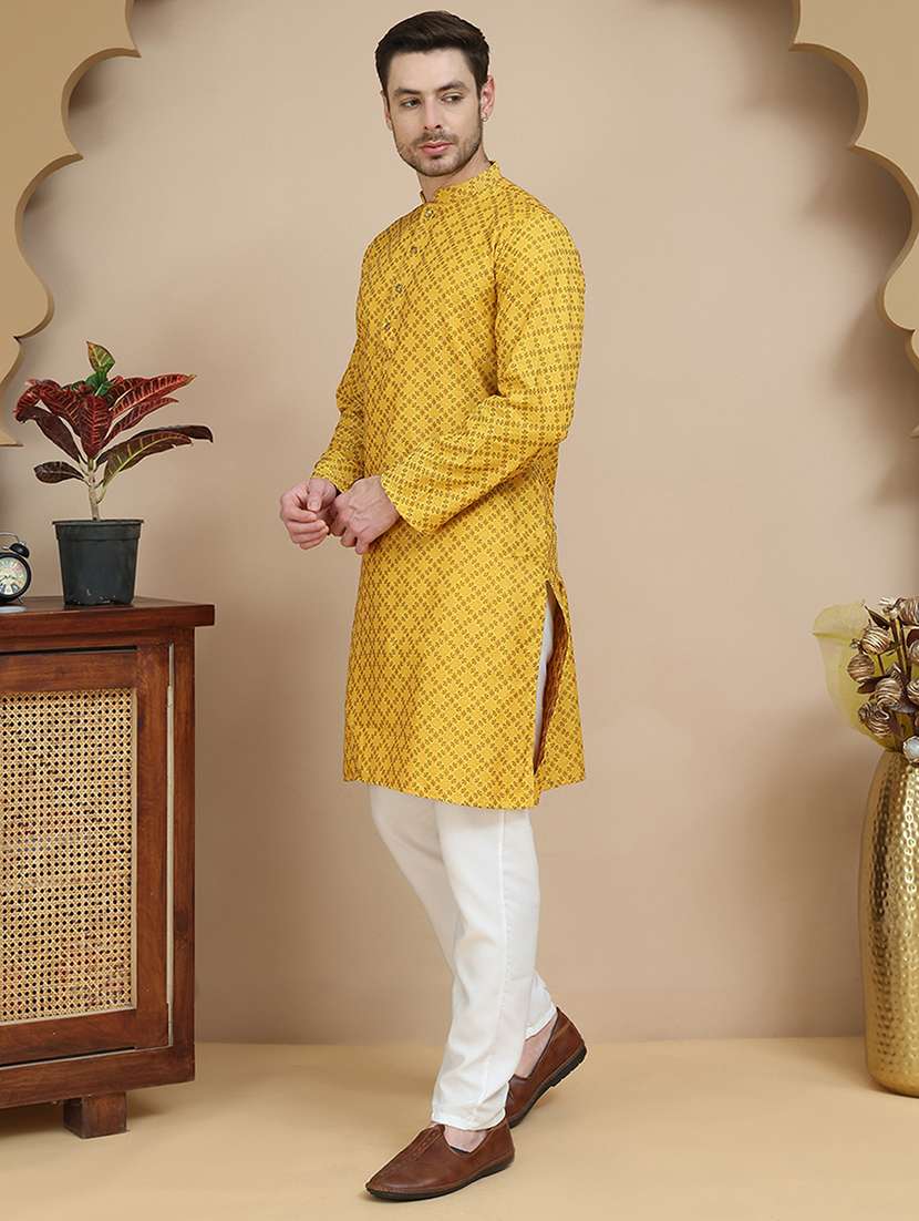 men mandarin neck kurta pyjama ethnic wear set - 21940868 -  Standard Image - 1