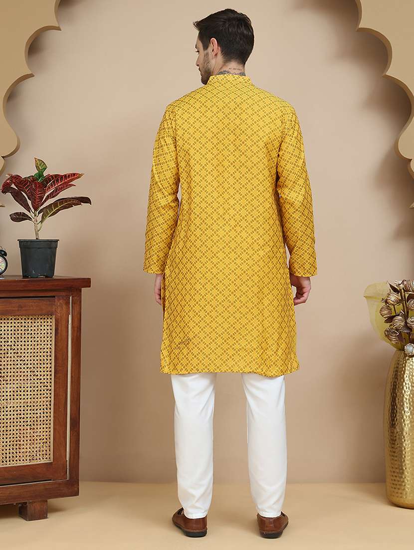 men mandarin neck kurta pyjama ethnic wear set - 21940868 -  Standard Image - 4
