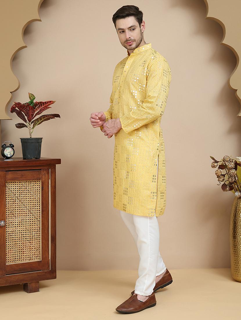 men mandarin neck kurta pyjama ethnic wear set - 21940871 - Standard Image - 1