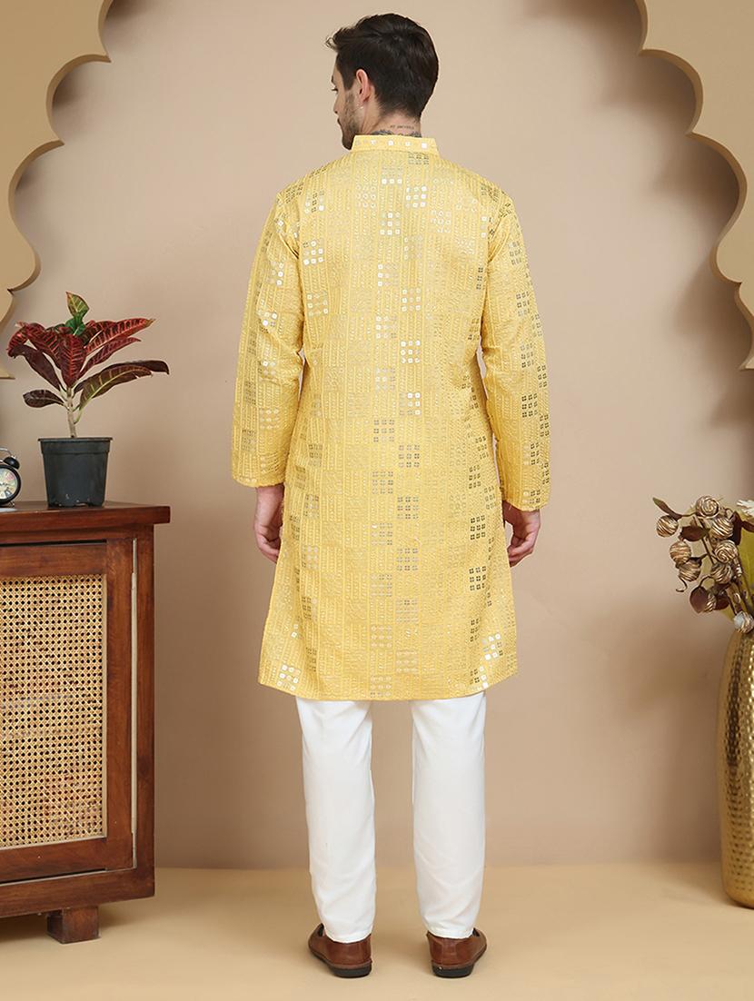 men mandarin neck kurta pyjama ethnic wear set - 21940871 - Standard Image - 4
