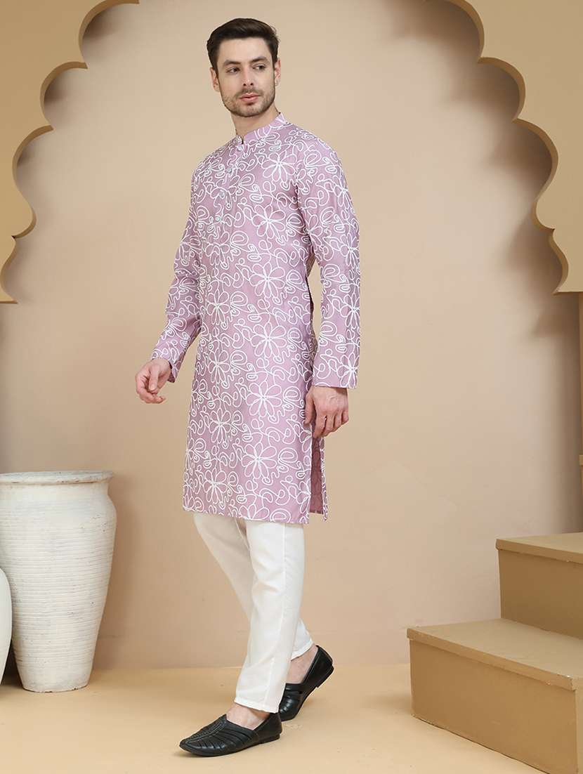 men mandarin neck kurta pyjama ethnic wear set - 21940872 -  Standard Image - 1