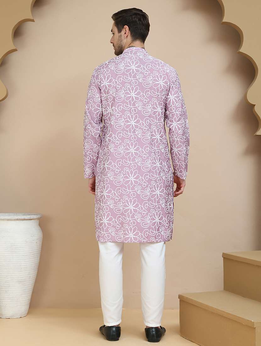 men mandarin neck kurta pyjama ethnic wear set - 21940872 -  Standard Image - 4