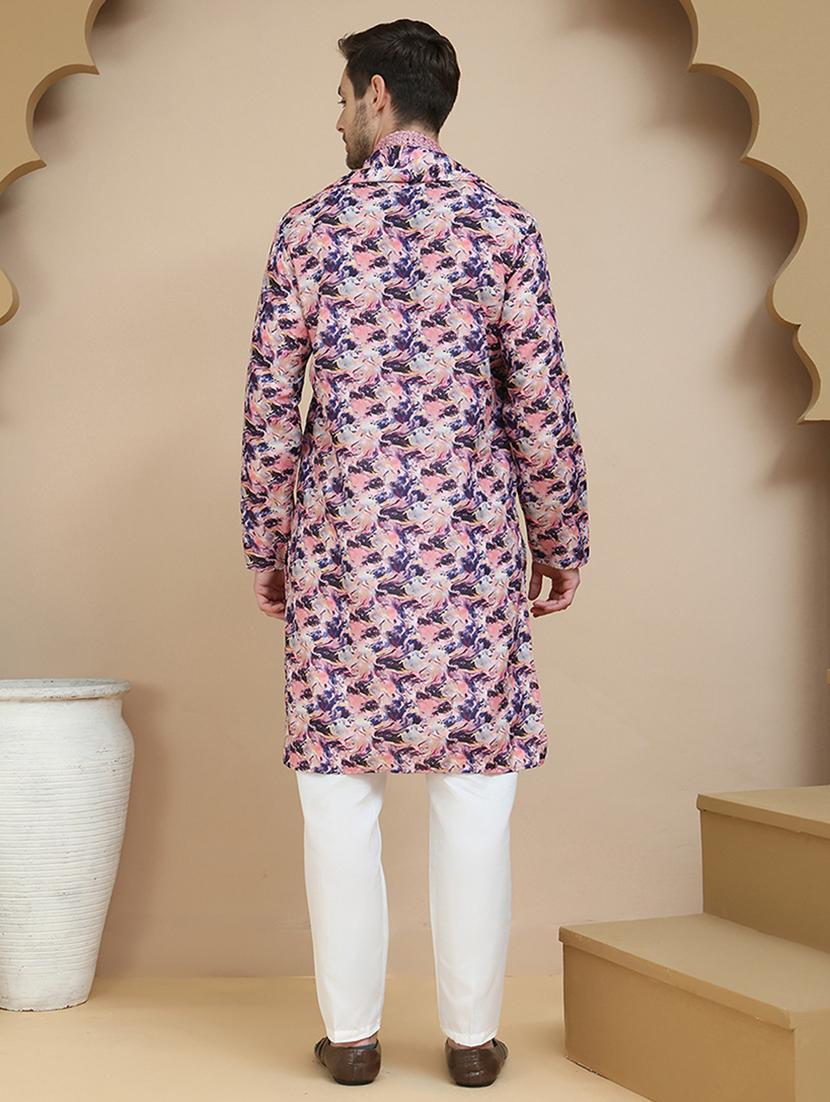men mandarin neck kurta pyjama ethnic wear set - 21940876 - Standard Image - 4
