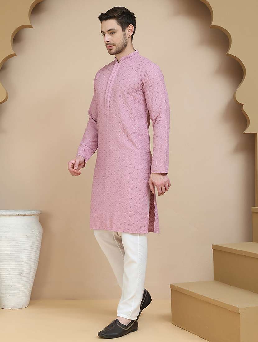 men mandarin neck kurta pyjama ethnic wear set - 21940880 -  Standard Image - 1