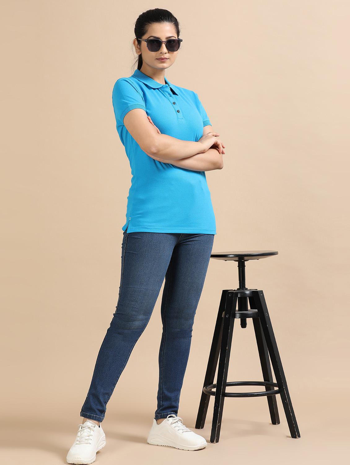 women solid short sleeve slim fit polo t-shirt - 21940984 - Standard Image - 4
