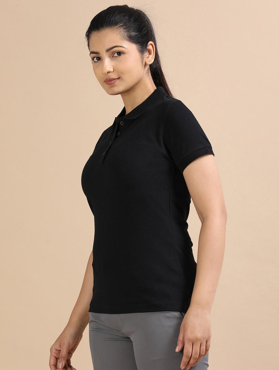 women solid short sleeve slim fit polo t-shirt - 21940985 -  Standard Image - 1
