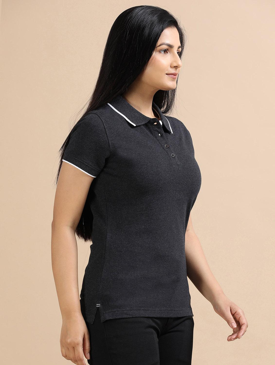 women solid short sleeve slim fit polo t-shirt - 21940986 - Standard Image - 1
