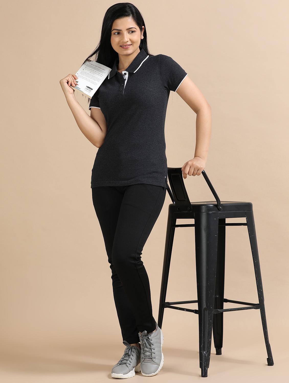 women solid short sleeve slim fit polo t-shirt - 21940986 - Standard Image - 4