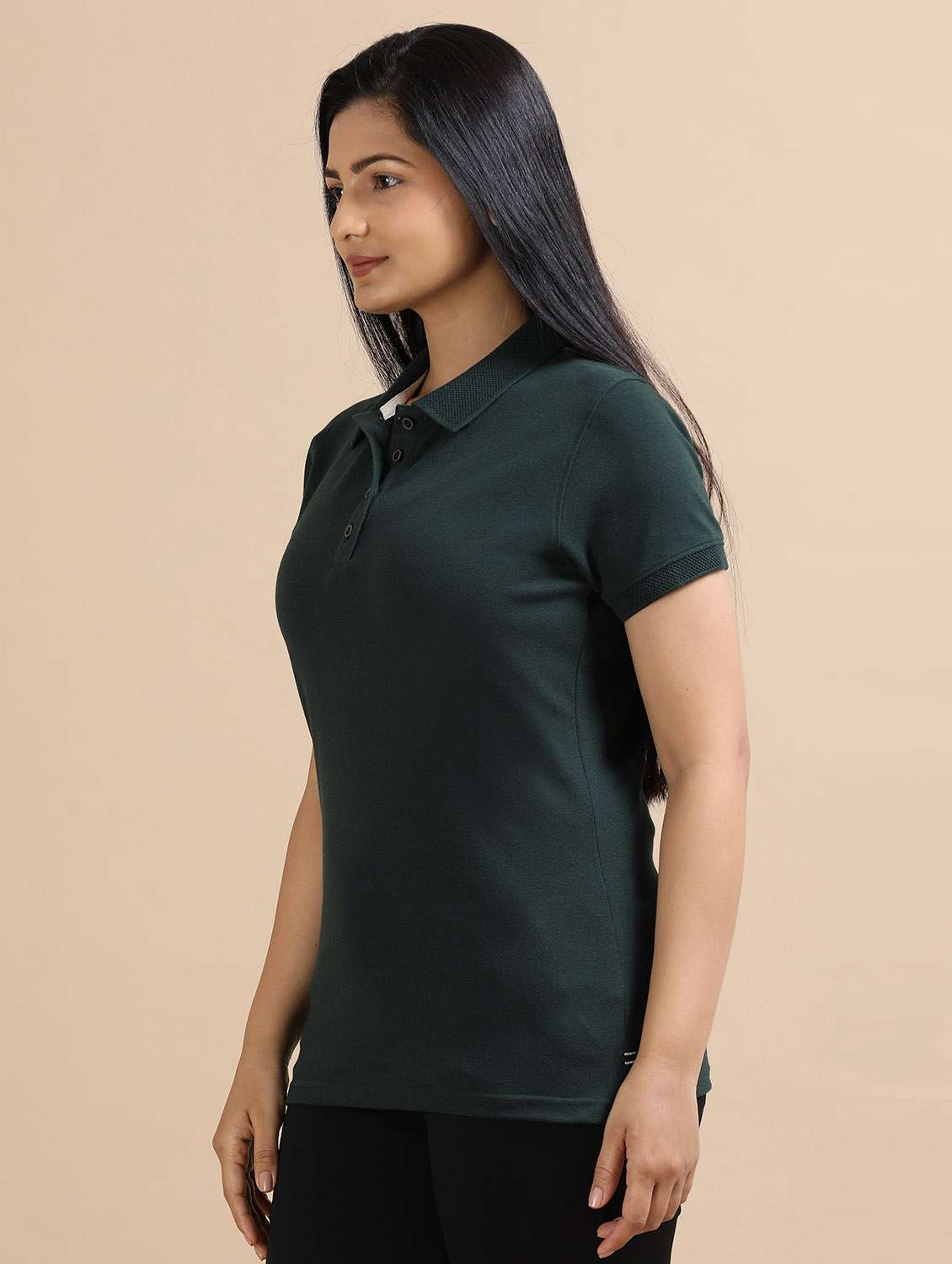 women solid short sleeve slim fit polo t-shirt - 21940987 -  Standard Image - 1