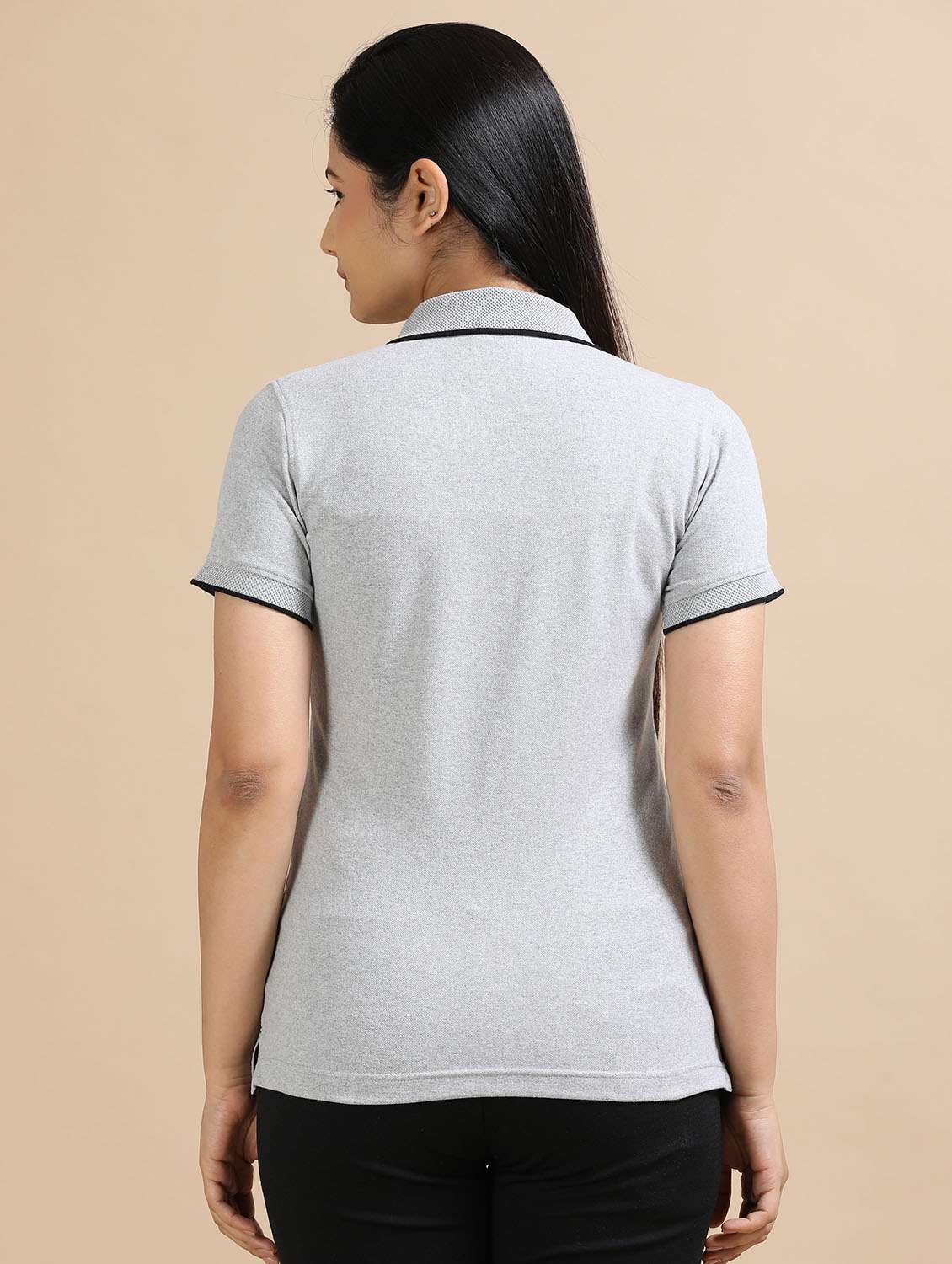 women solid short sleeve slim fit polo t-shirt - 21940988 -  Standard Image - 4