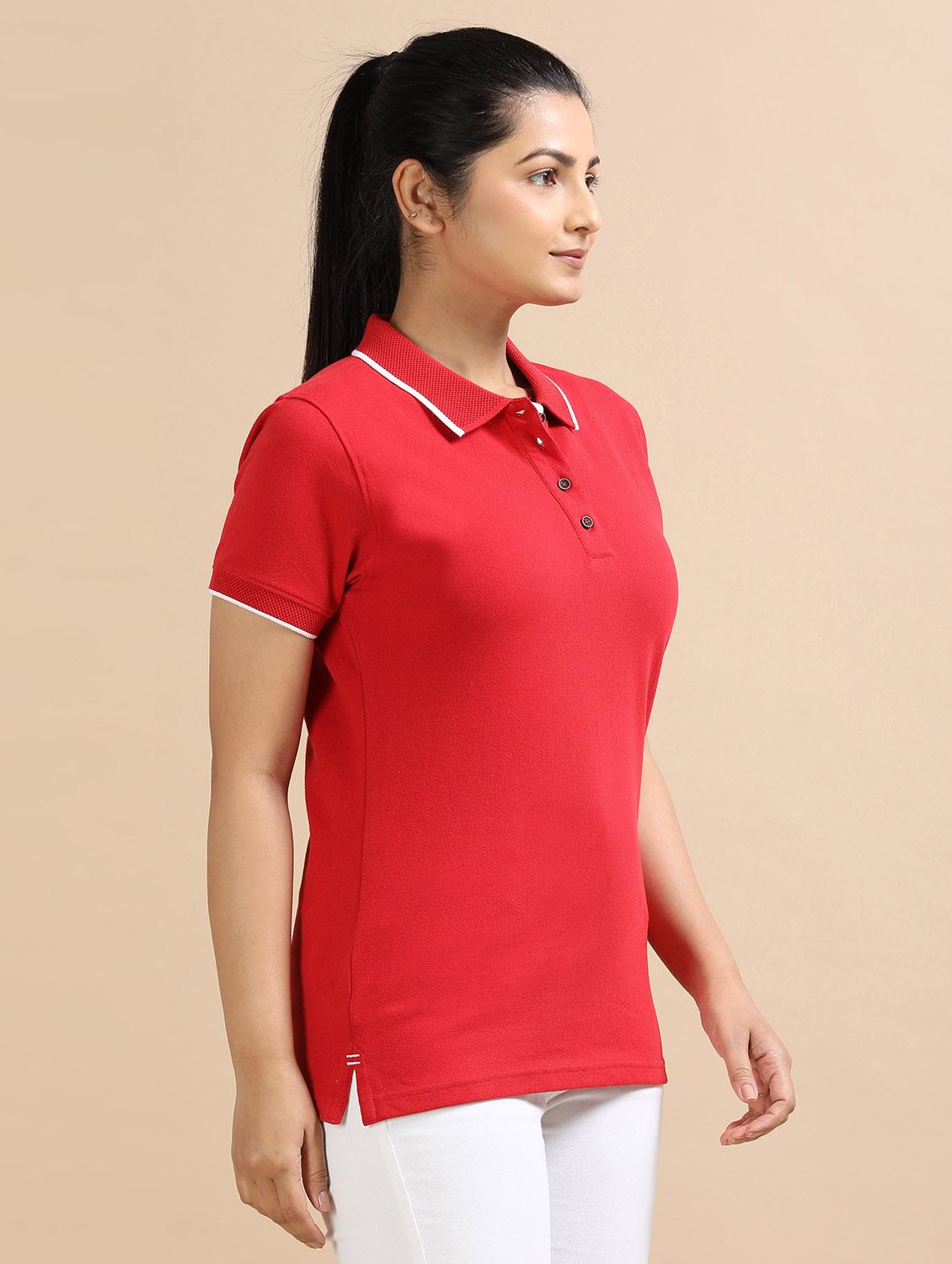 women solid short sleeve slim fit polo t-shirt - 21940991 - Standard Image - 1