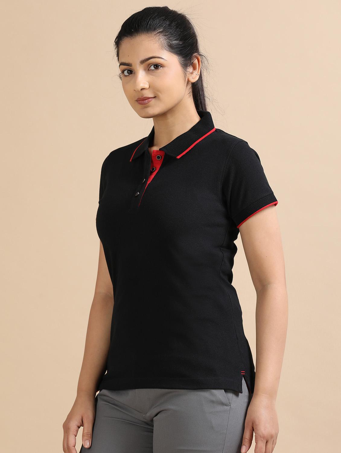 women solid short sleeve slim fit polo t-shirt - 21940992 - Standard Image - 1