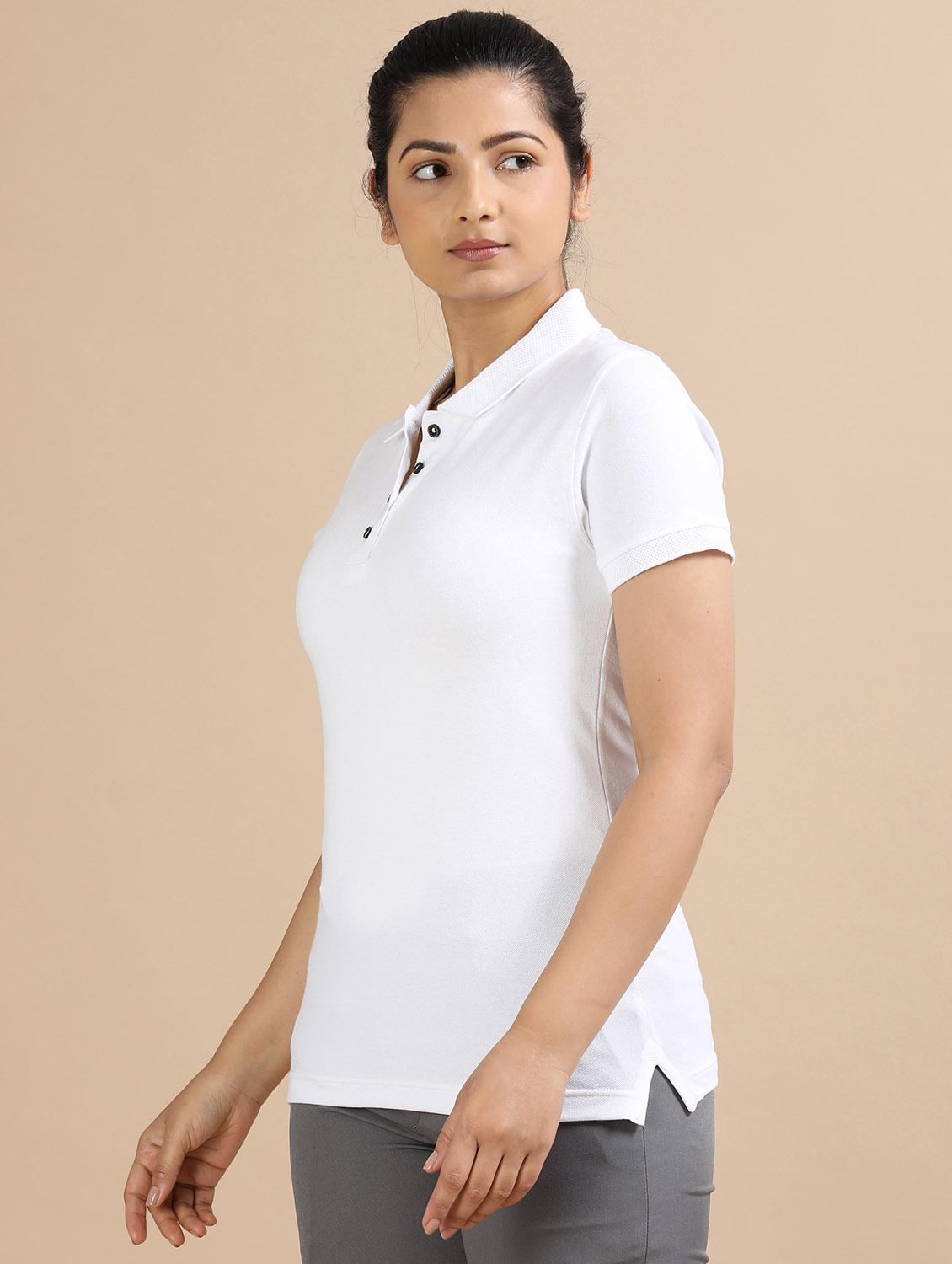 women solid short sleeve slim fit polo t-shirt - 21940993 - Standard Image - 1