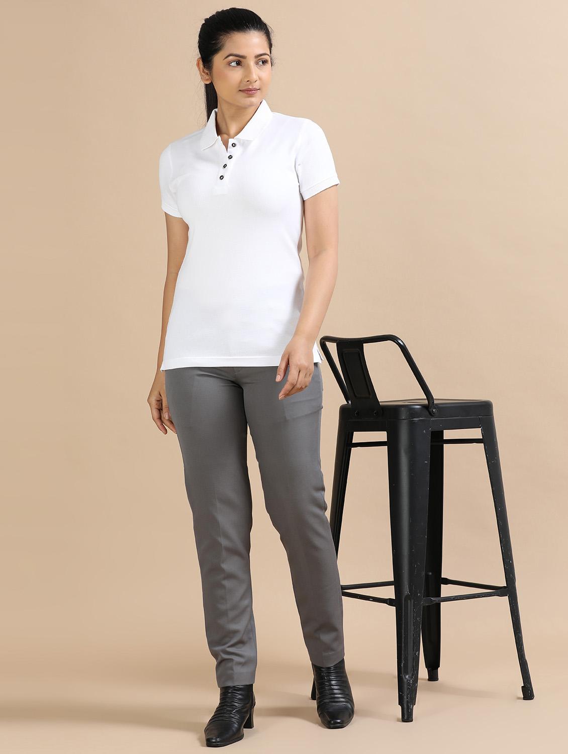 women solid short sleeve slim fit polo t-shirt - 21940993 - Standard Image - 4