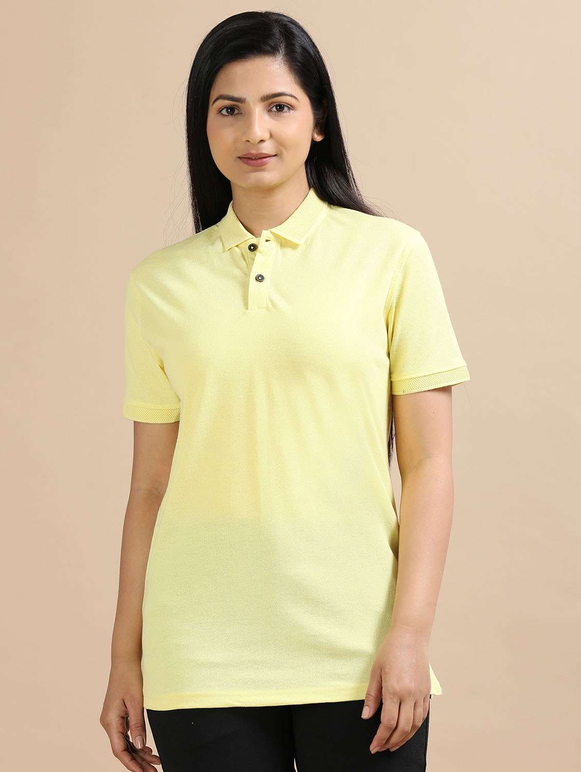 women solid short sleeve slim fit polo t-shirt - 21940994 -  Standard Image - 1