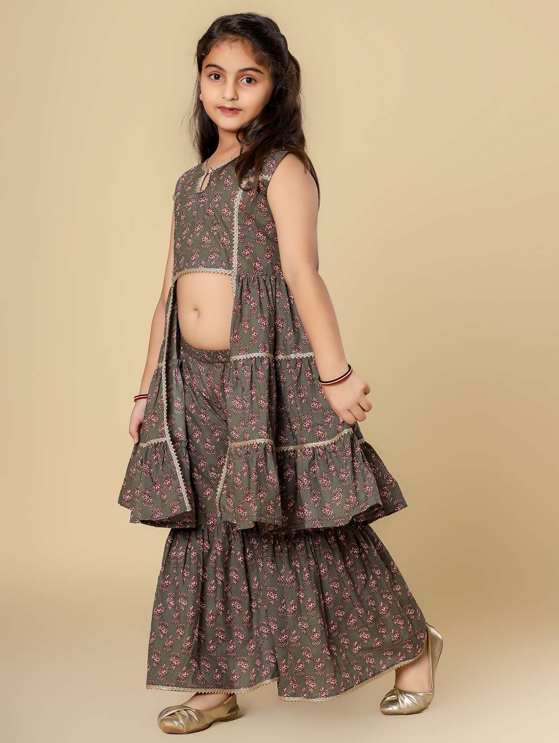 girls floral printed sleeveless fusion set - 21940995 - Standard Image - 1