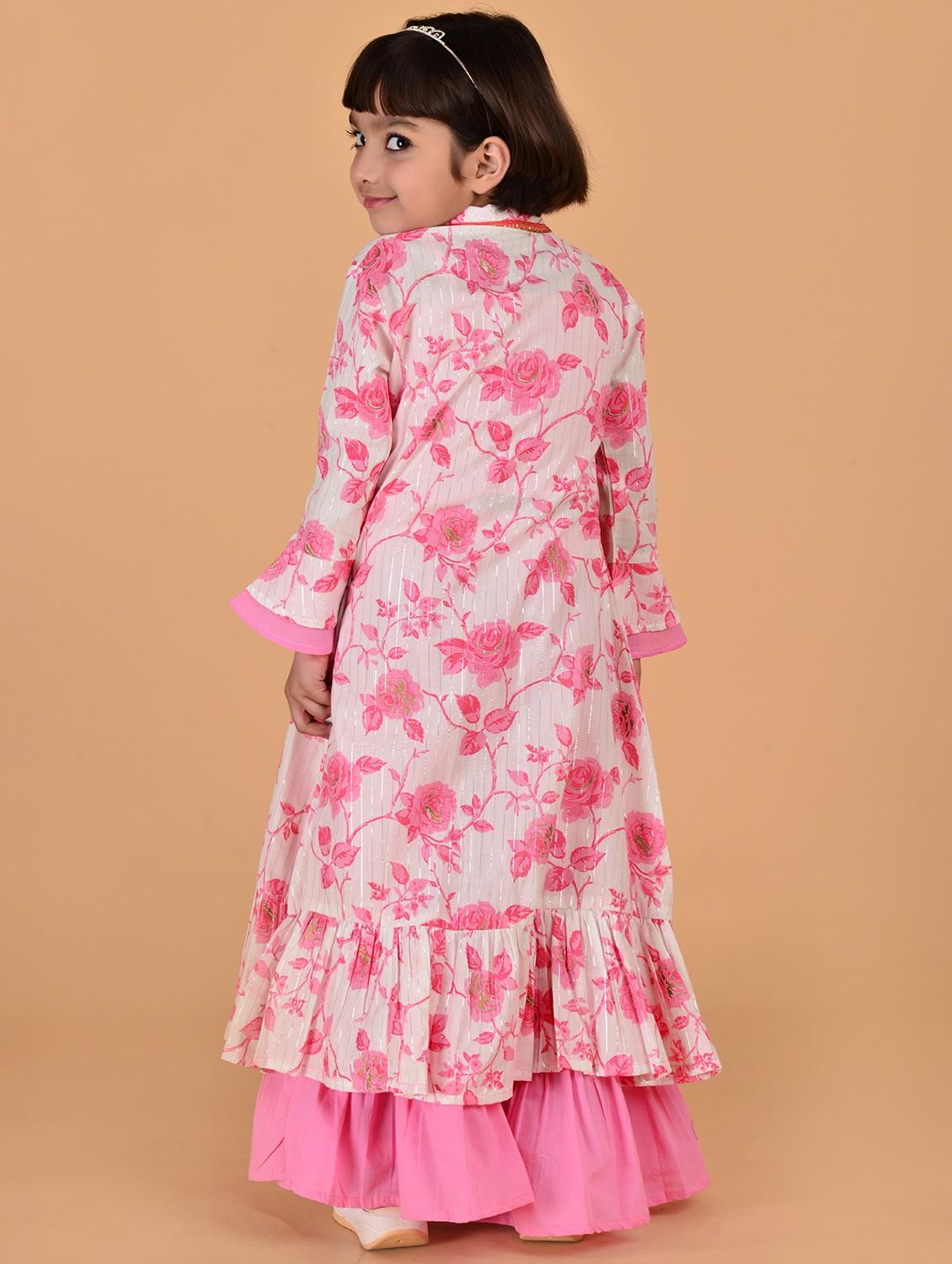 girls floral printed bell sleeve fusion set - 21940997 - Standard Image - 4