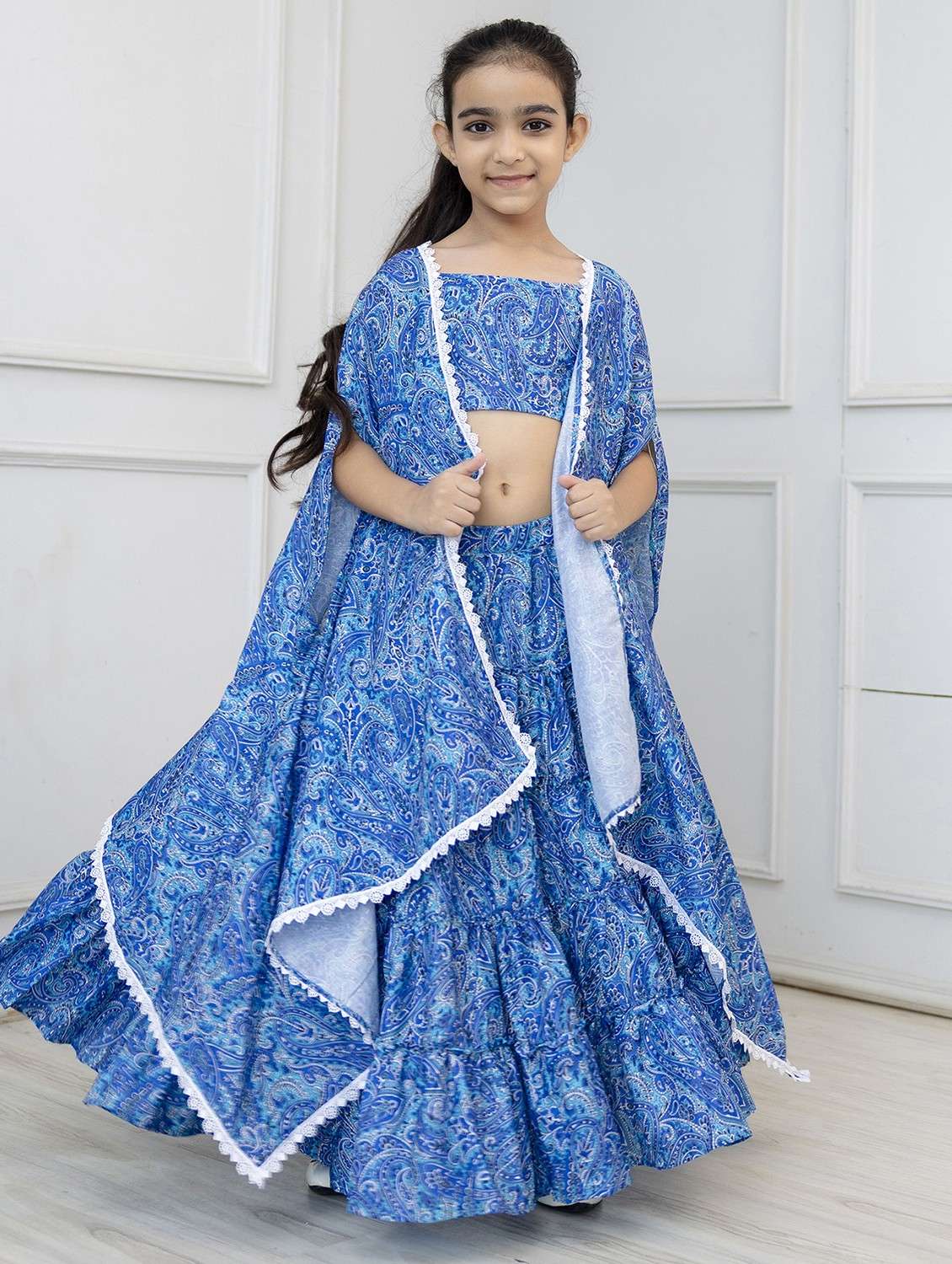girls blue paisley print sleeveless fusion set - 21941003 -  Standard Image - 1