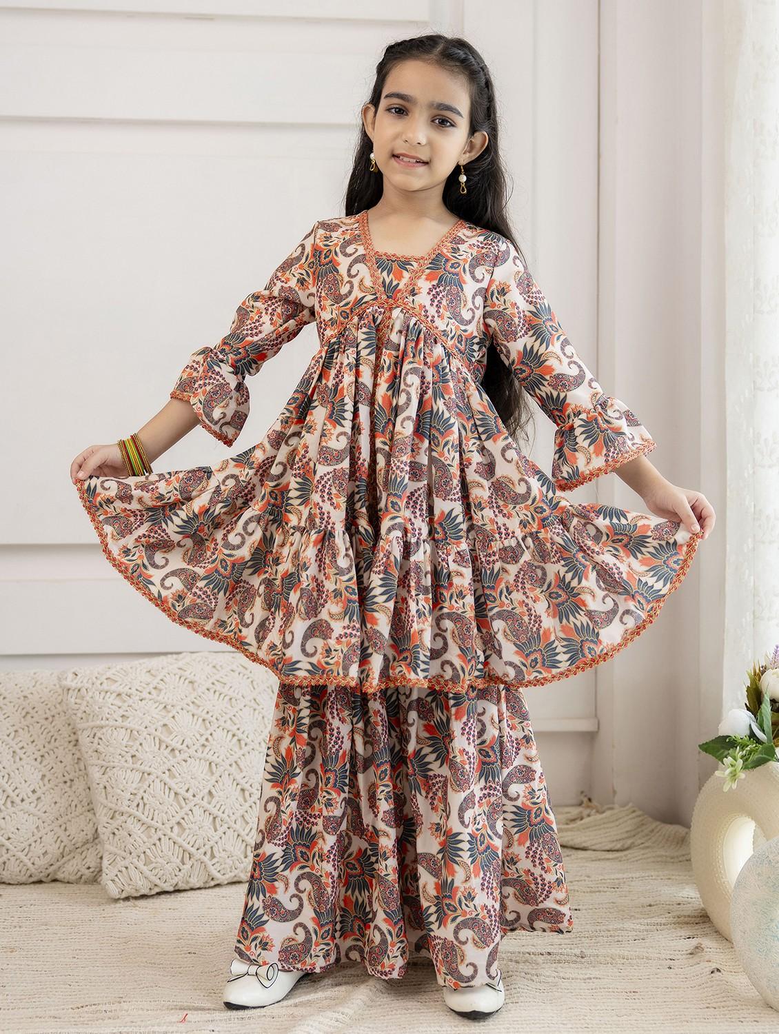 women paisley printed kurta sharara with dupatta set - 21941004 -  Standard Image - 1