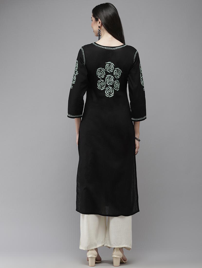 women chikankari long sleeve straight kurta - 21941016 - Standard Image - 4