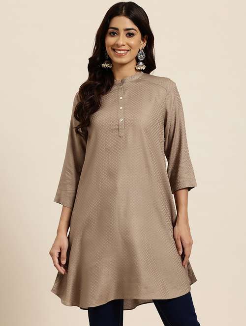 women three quarter sleeve a-line kurta - 21941019 - Standard Image - 0