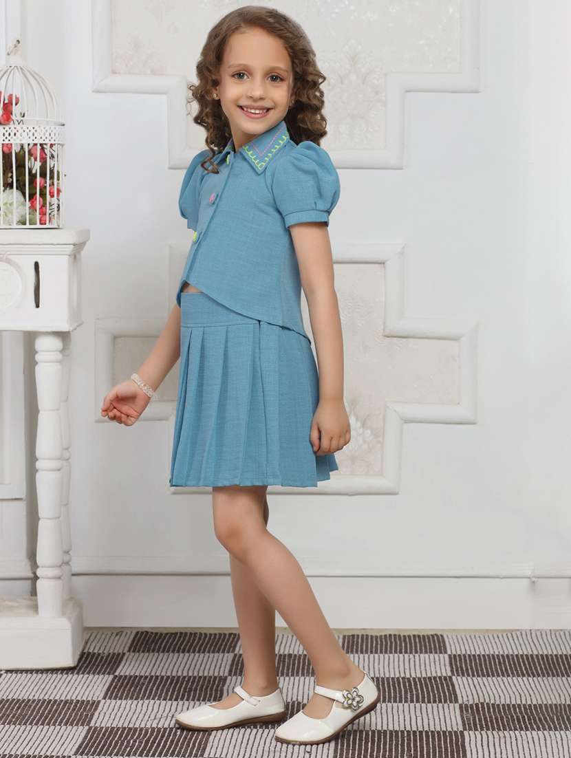 girls embroidered top and skirt co-ord set - 21941025 - Standard Image - 1