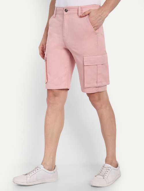 men solid mid rise regular fit cargo short - 21941065 - Standard Image - 0