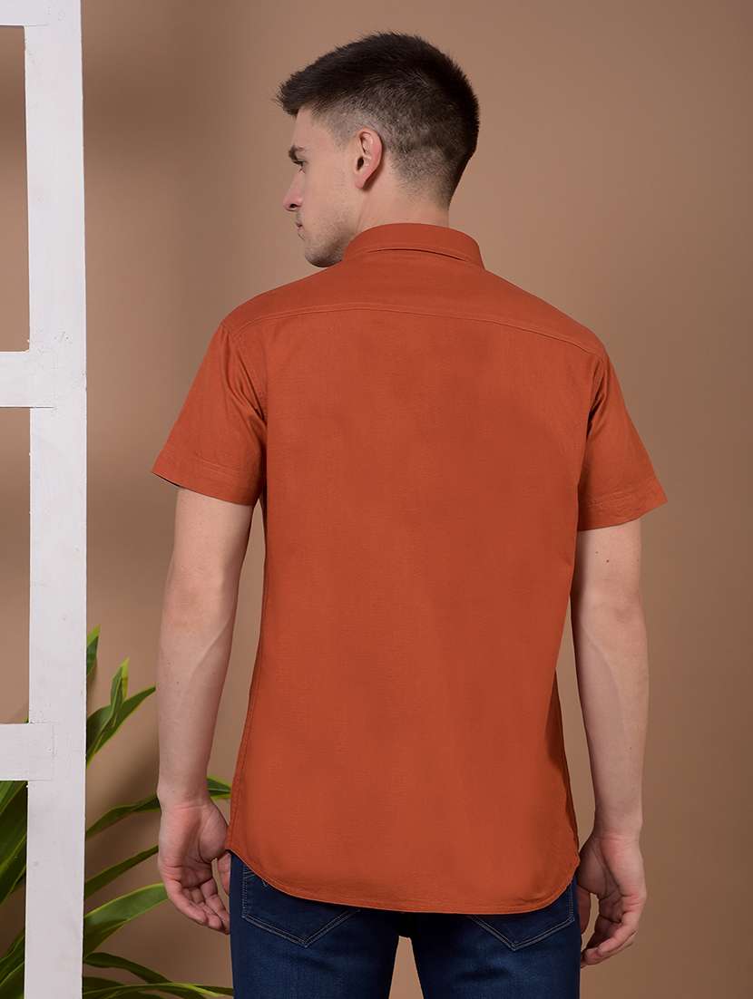 men solid short sleeve regular fit casual shirt - 21941080 - Standard Image - 4