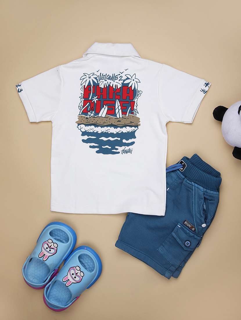 boys printed t-shirt & shorts twin set - 21941101 -  Standard Image - 1