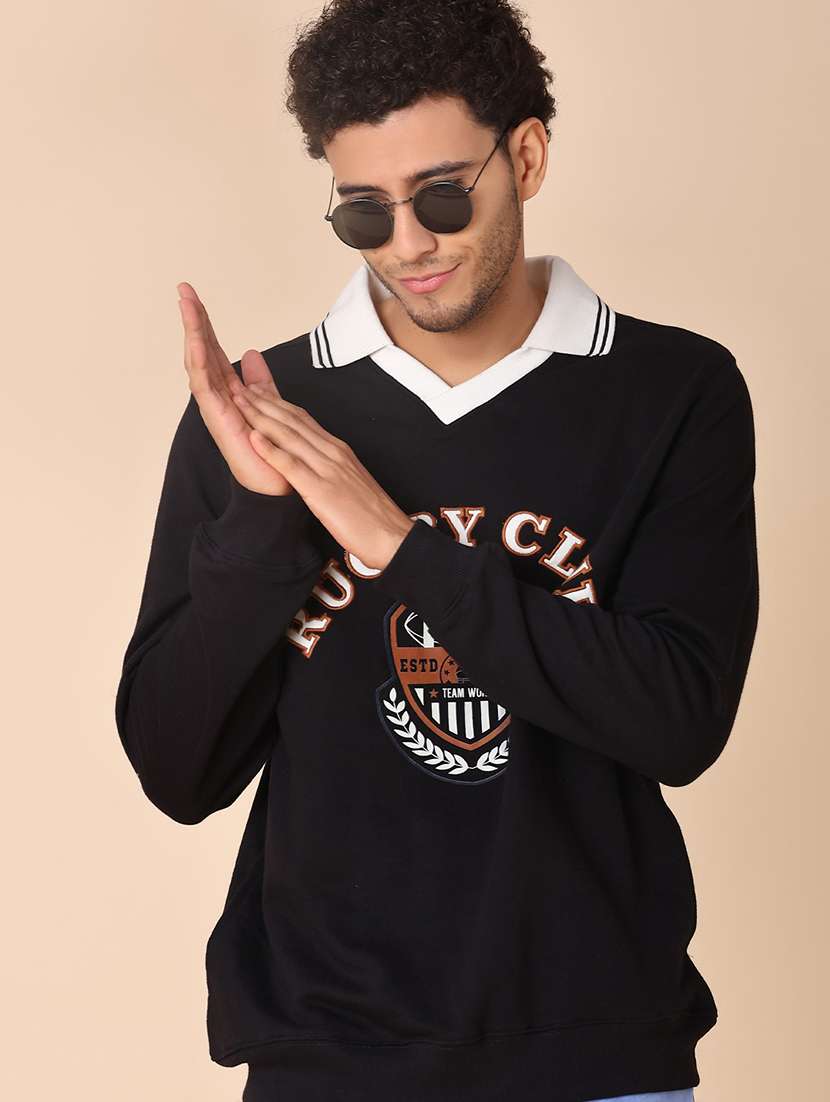 men chest print long sleeve regular fit t-shirt