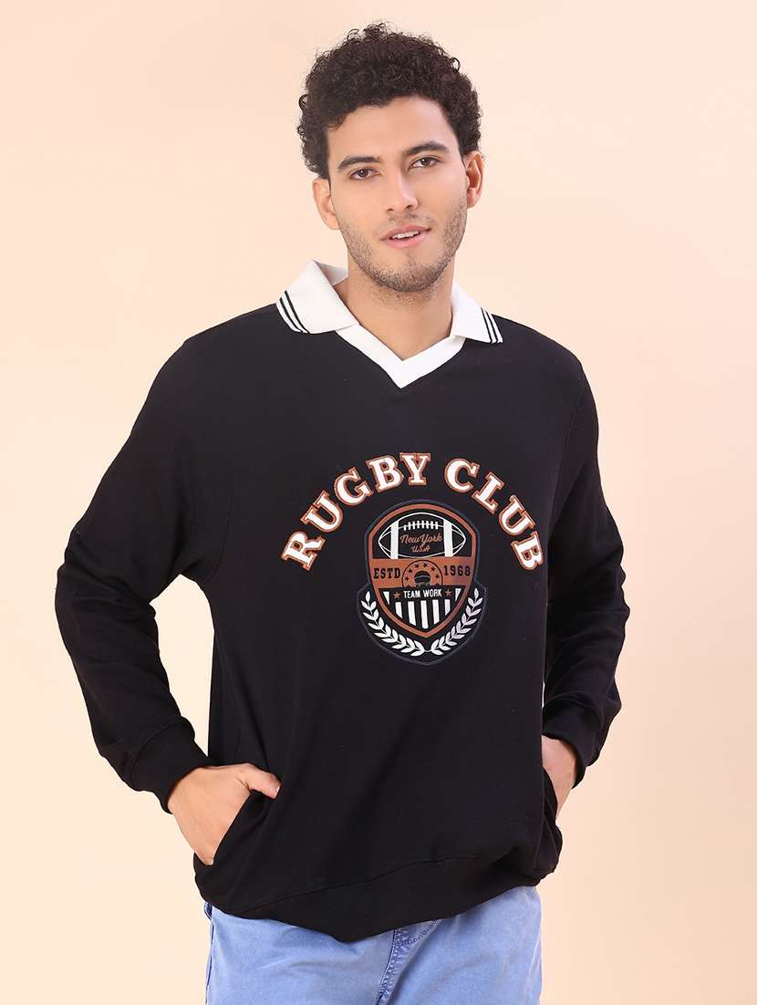 men chest print long sleeve regular fit t-shirt - 21941160 -  Standard Image - 1