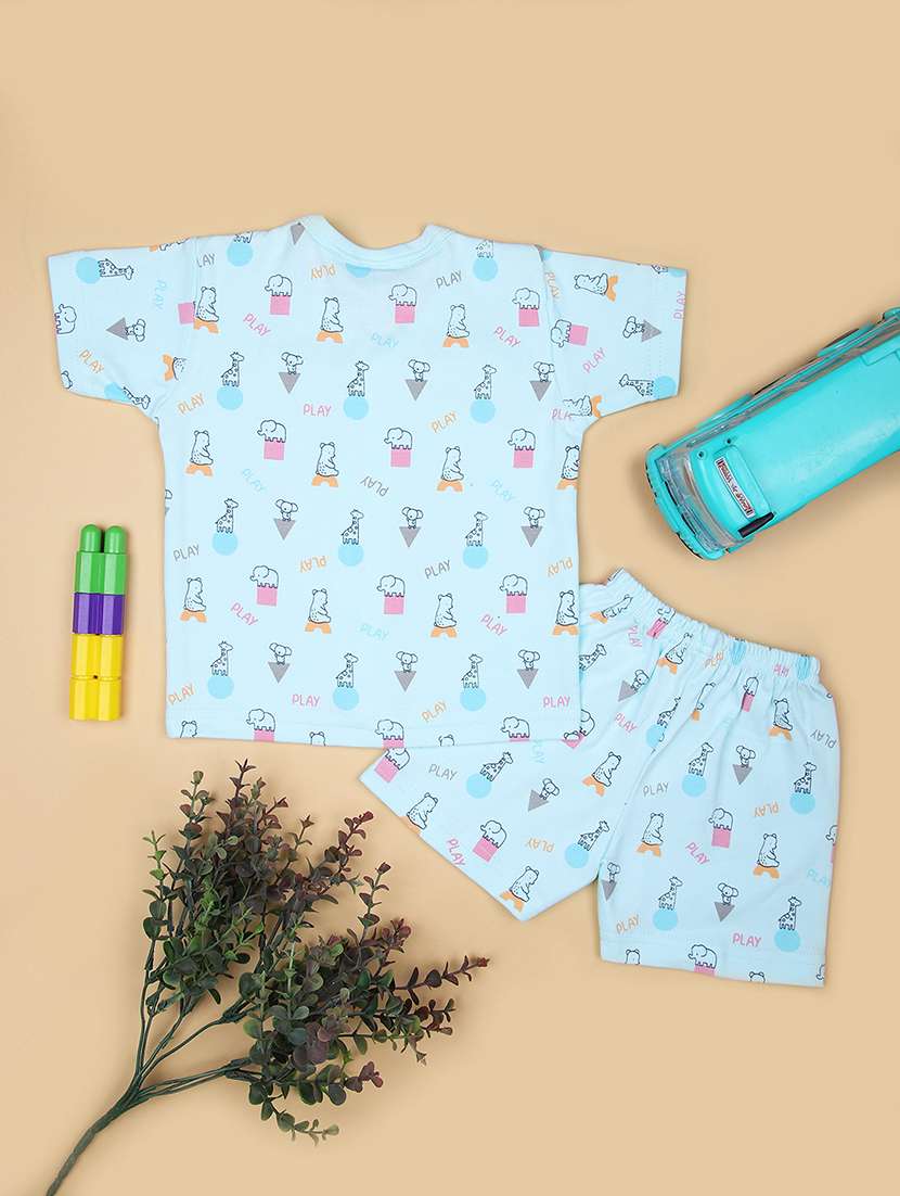 boys printed t-shirt & shorts twin set - 21941274 -  Standard Image - 1