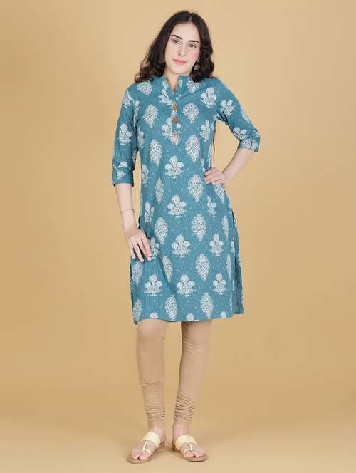 women printed three quarter sleeve straight kurta - 21941280 - Standard Image - 0