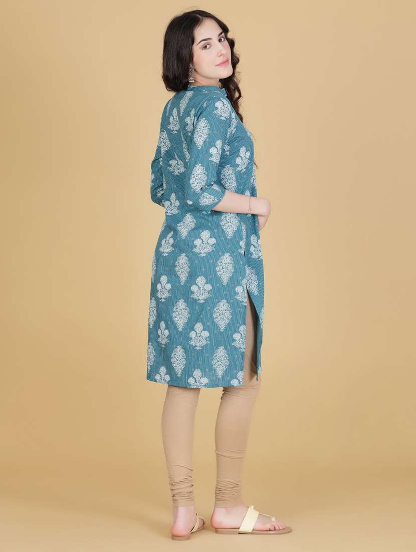 women printed three quarter sleeve straight kurta - 21941280 - Standard Image - 4