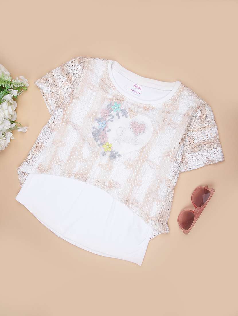 girls self design short sleeve top - 21941311 -  Standard Image - 1
