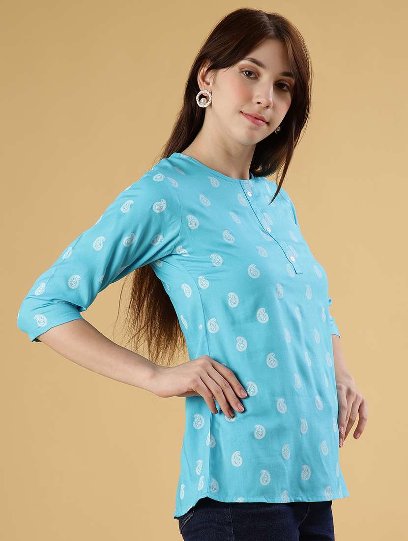 women printed three quarter sleeve kurti - 21941330 -  Standard Image - 1