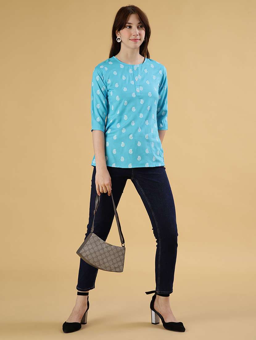 women printed three quarter sleeve kurti - 21941330 -  Standard Image - 4